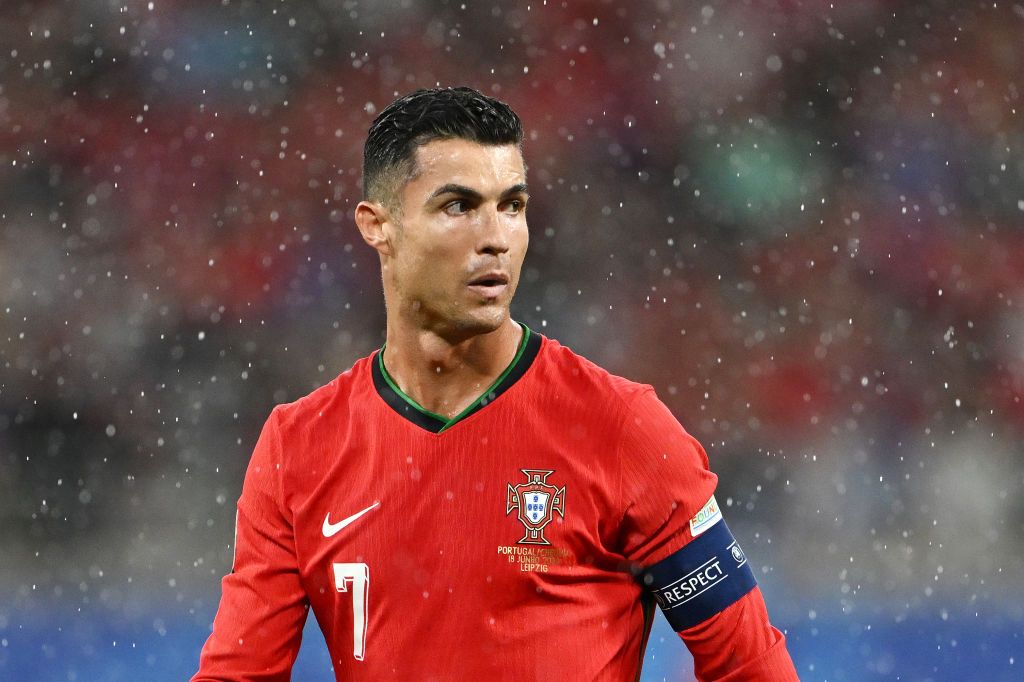 Cristiano Ronaldo looks on while playing for Portugal