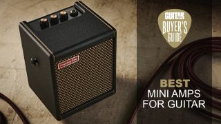 Positive Grid Spark Mini amp with a coiled guitar cable