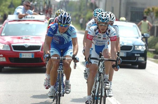 Davide Vigano (Fuji-Servetto) rides in the break on stage four.