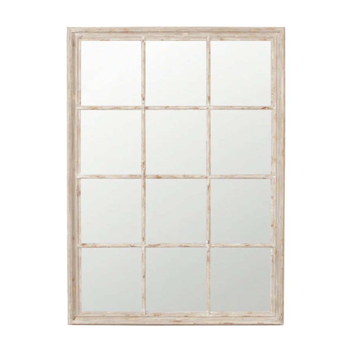 Distressed sash window style mirror