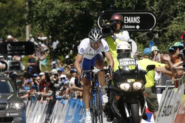 William Clarke (Uni-SA Australia) rides to victory on stage 2 of the Santos Tour Down Under.