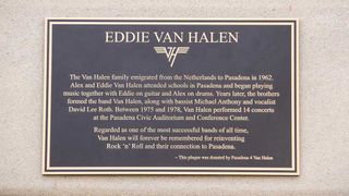 The Eddie Van Halen plaque outside the Pasadena Civic Auditorium