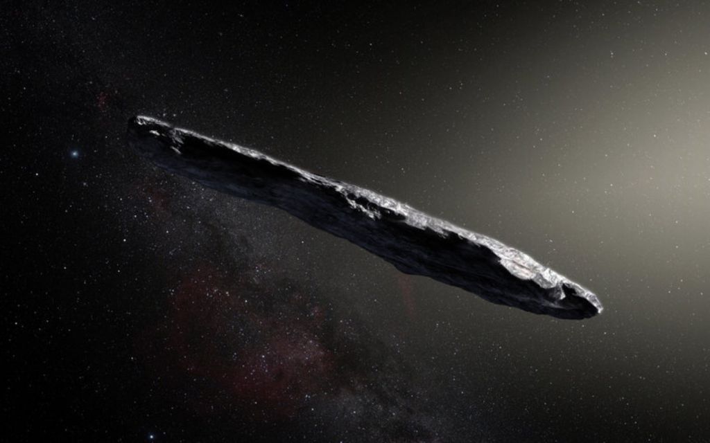 Artist&#039;s illustration of &#039;Oumuamua, the first confirmed interstellar object ever spotted in our solar system.