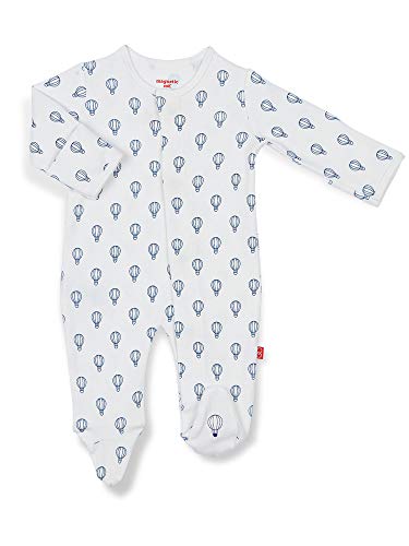 Magnetic Me Footie Pajamas 100% Organic Cotton Baby Boys Sleepwear Quick Magnetic Fastener Sleeper Open Sky Blue 0-3 Months