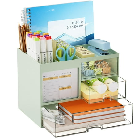 Marbrasse Desk Organizer With 3 Drawer，desk Organizers and Accessories With 4 Compartments，multi-Functional Pencil Pen Holder for Desk