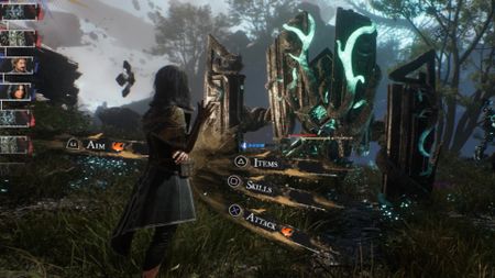 Lune prepares to attack a hulking enemy Nevron in Clair Obscur: Expedition 33