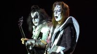 Gene Simmons, left, and Ace Frehley of Kiss play to the crowd at the Cynthia Woods Mitchell Pavilion Saturday, April 1, 2000, in The Woodlands, Texas. 