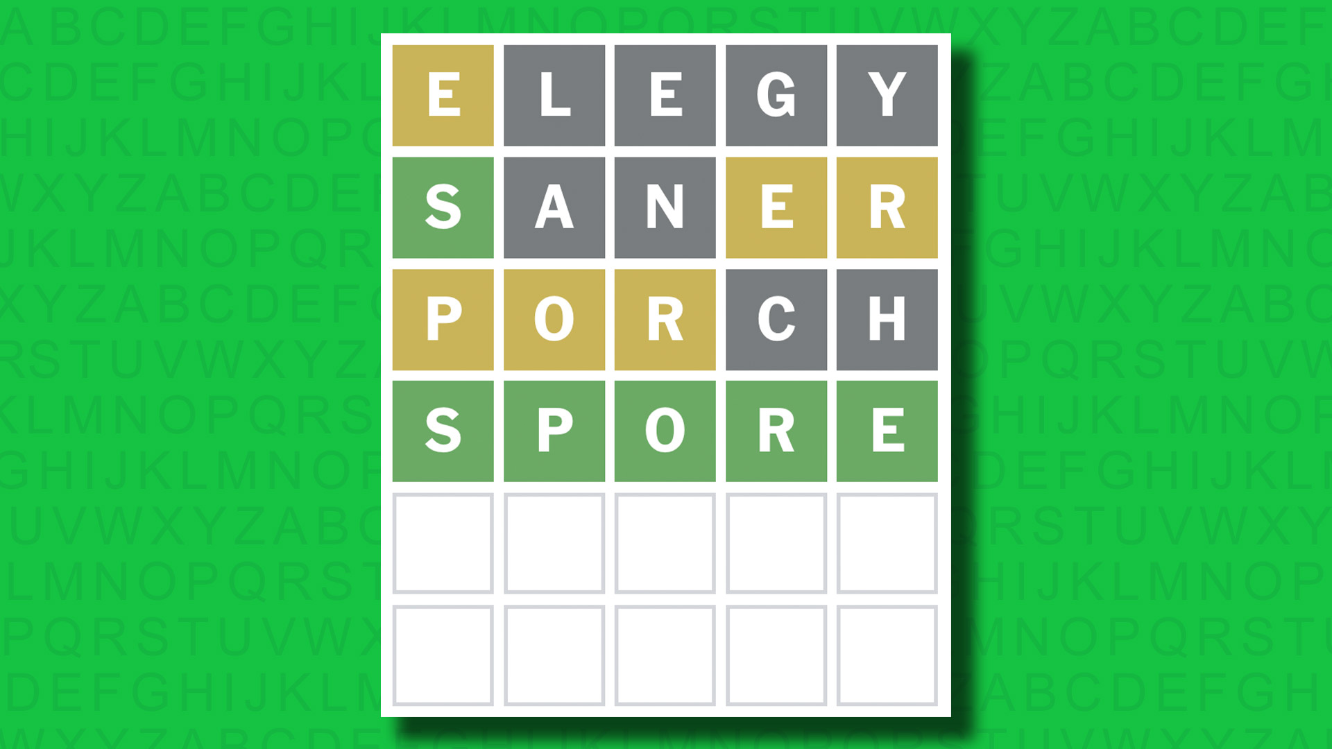 NYT Wordle answer for game 1527 on a green background