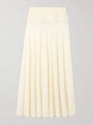 Pleated Wool Maxi Skirt