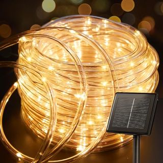 Brightown Solar Rope Lights, 39ft 100led Outdoor Solar String Lights, Ip65 Waterproof Solar Powered Fairy Lights With 8 Lighting Modes for Party Garden Yard Home Holiday Tree Decoration, Warm White