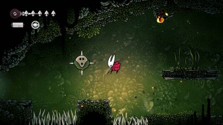 Hollow Knight Silksong Hornet jumping at Hoker enemy