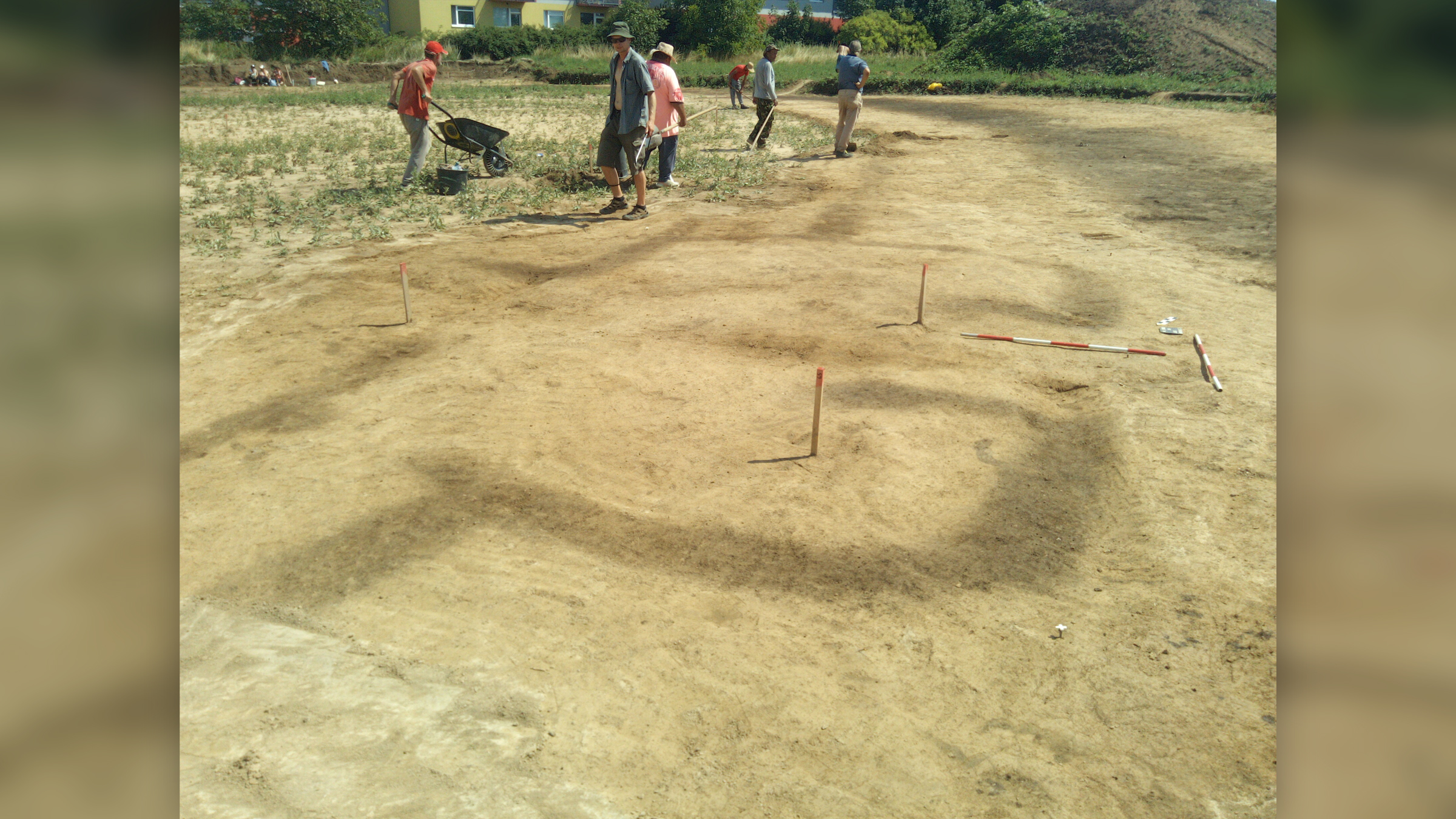 Archaeologists working on the excavation of the Stone Age roundel.