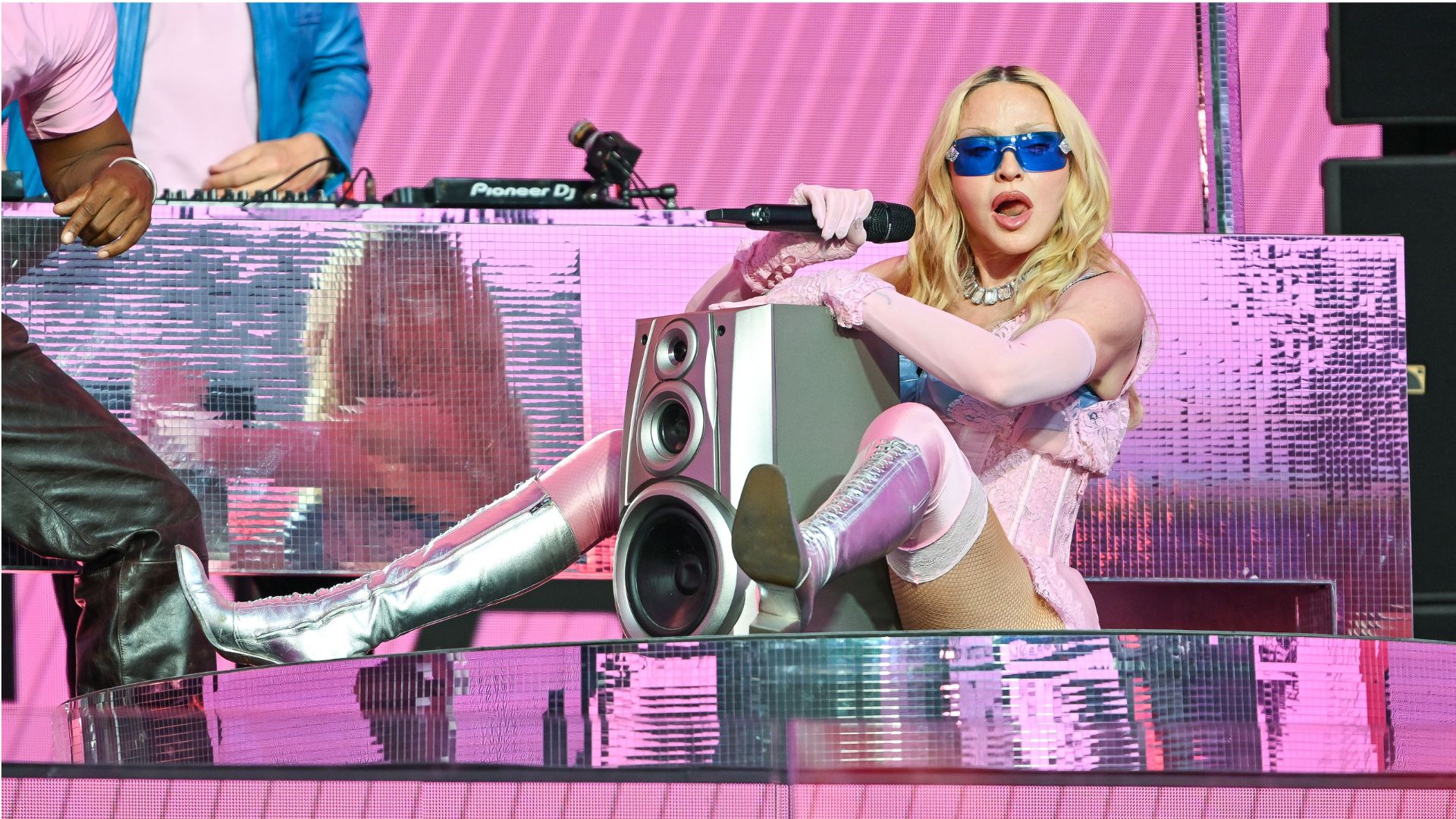 Madonna performing a surprise concert in Times Square on June 04, 2026