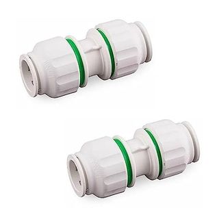 Pipestation 15mm Push Fit Fittings | 15mm Pushfit Plumbing Fittings for 15mm Plastic Pex Pb Pipe Copper Pipe Radiator Fittings | 15mm Pushfit Fittings Plumber (15mm Equal Straight Connector 2 Pack)