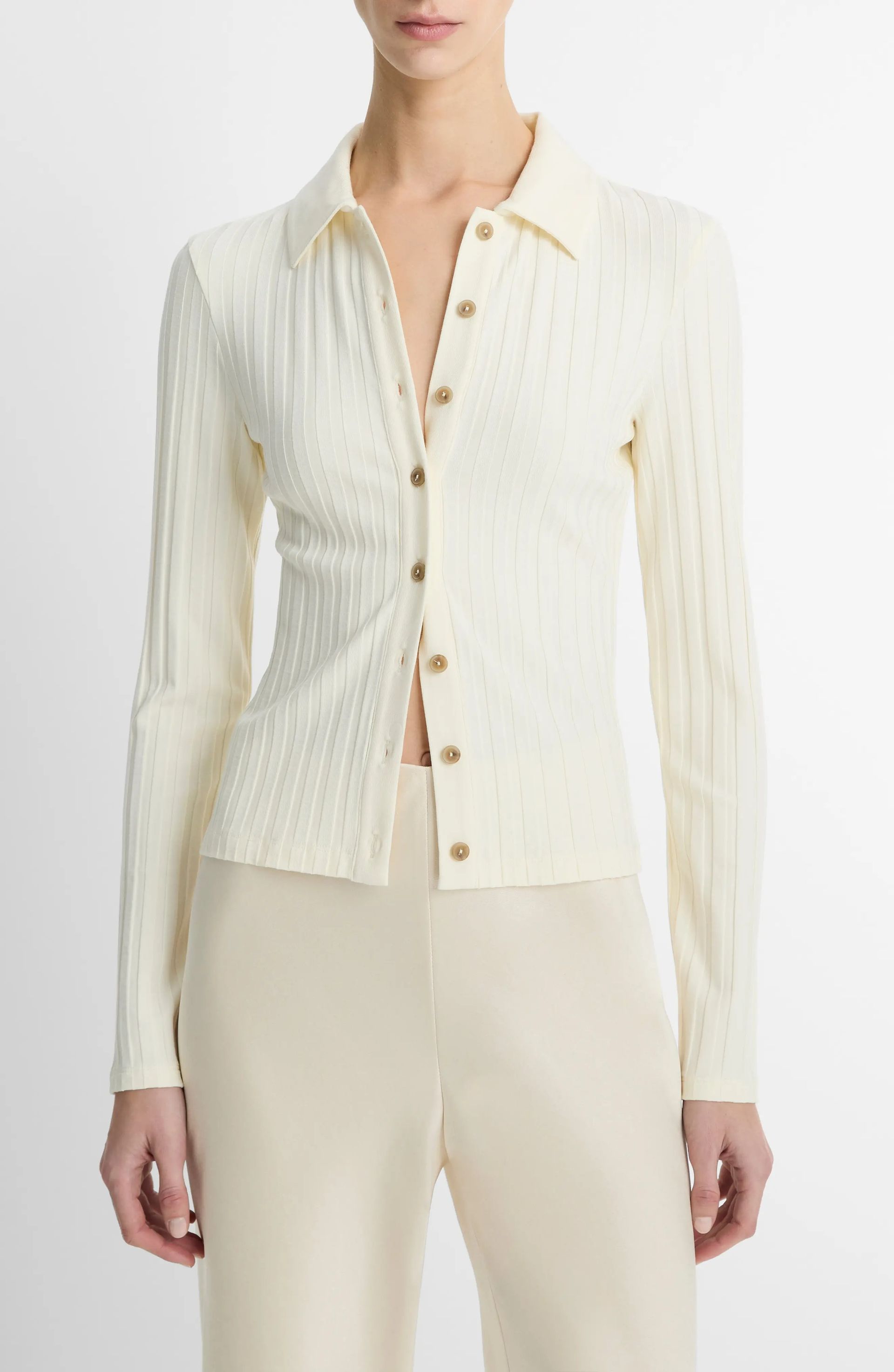 Vince, Collar Rib Cardigan