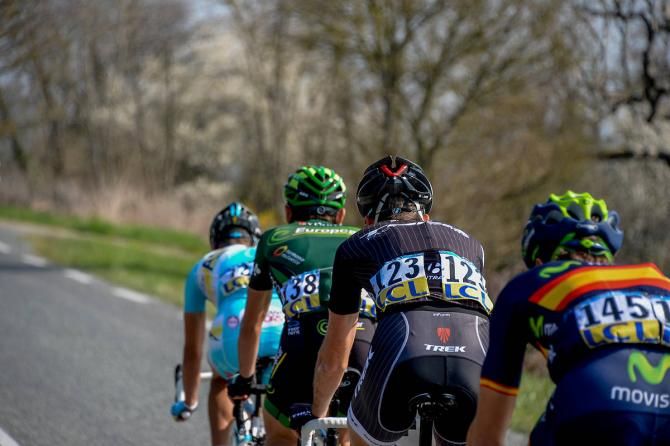 The early break included (L-R) Valerio Agnoli, Perrig Quemeneur, Laurent Didier and Jesus Herrada