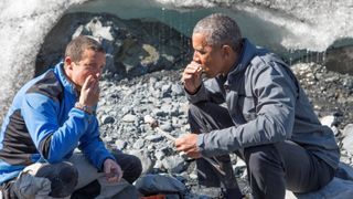 RUNNING WILD WITH BEAR GRYLLS -- &quot;President Obama&quot; Episode 209 -- Pictured: (l-r) Bear Grylls, President Barack Obama