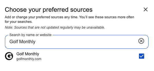 A &#039;Choose your preferred sources box&#039; on Google