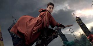 Harry Potter playing Quidditch