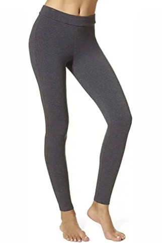 Hue Women's Wide Waistband Blackout Cotton Leggings, Assorted, Graphite Heather, Small