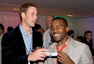 LONDON, ENGLAND - JULY 1: (NO PUBLICATION IN UK MEDIA FOR 28 DAYS) Prince William meets Kanye West at the after concert party the Princes hosted to thank all who took part in the 'Concert for Diana' at Wembley Stadium which the Princes organised to celebrate the life of their mother, Diana Princess of Wales, July 1, 2007 in London, England. (Photo by POOL/ Tim Graham Picture Library/Getty Images)