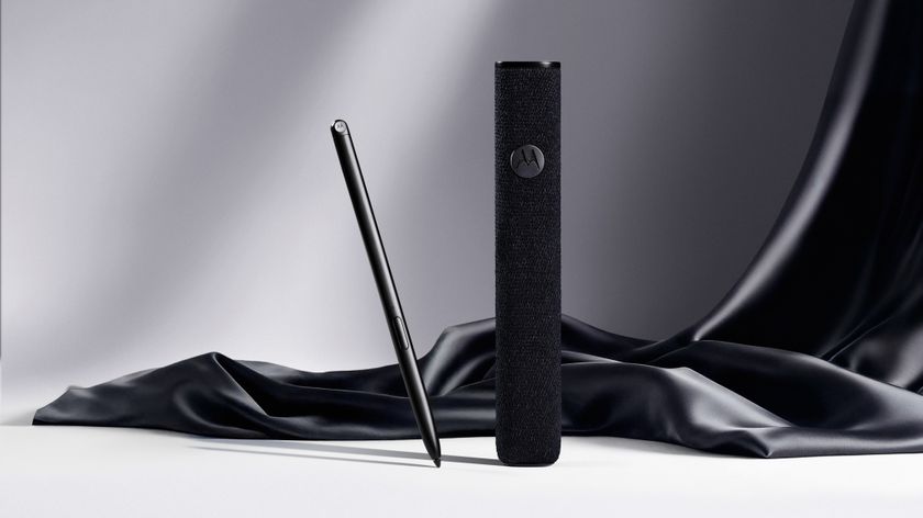 The Motorola Pen Ultra in black with its carrying case.
