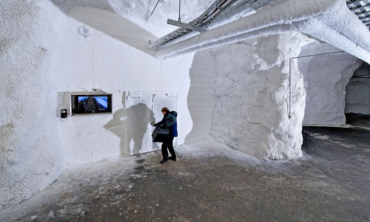 The Svalbard Global Seed Vault is carved into the Arctic permafrost. 
