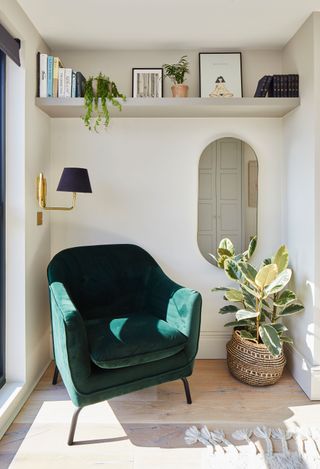 December 2019: Katy Waters and husband Jason have created a Scandi-inspired master bedroom in the loft of their home in Ealing