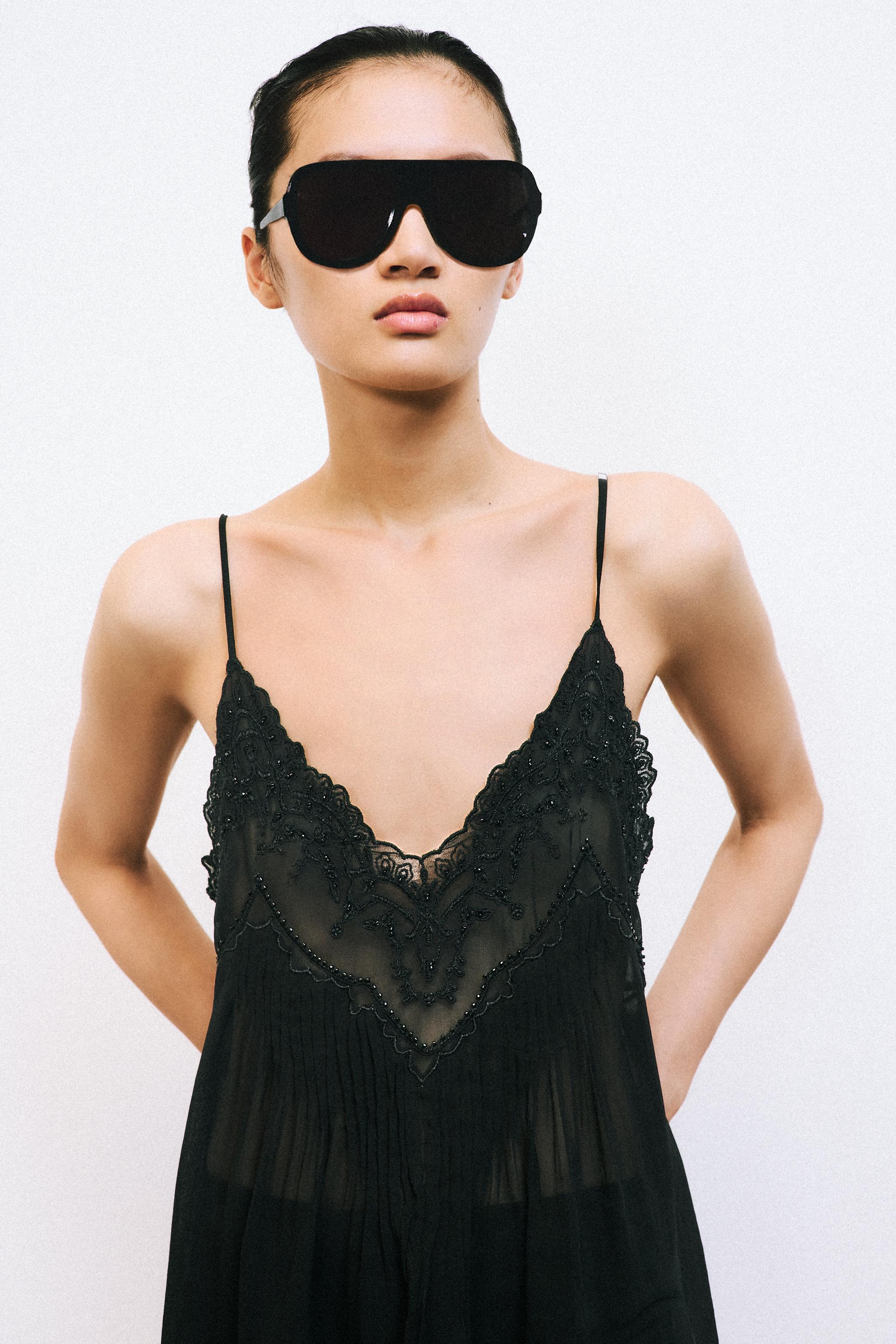 Zw Collection Embroidered Beaded Lingerie Top
