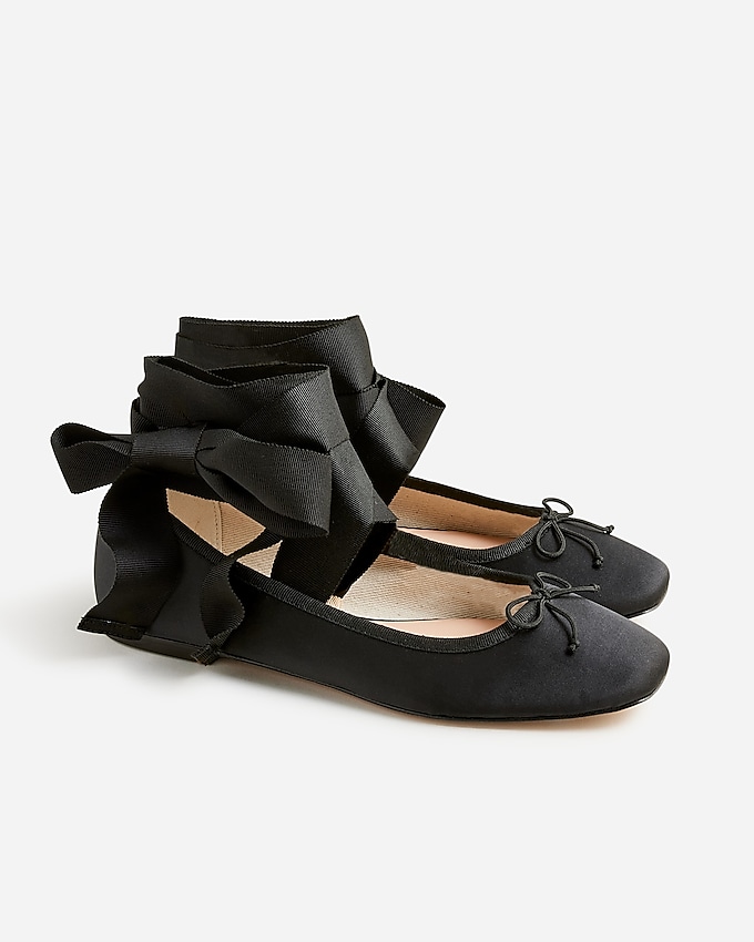 Quinn Lace-Up Ballet Flats in Satin
