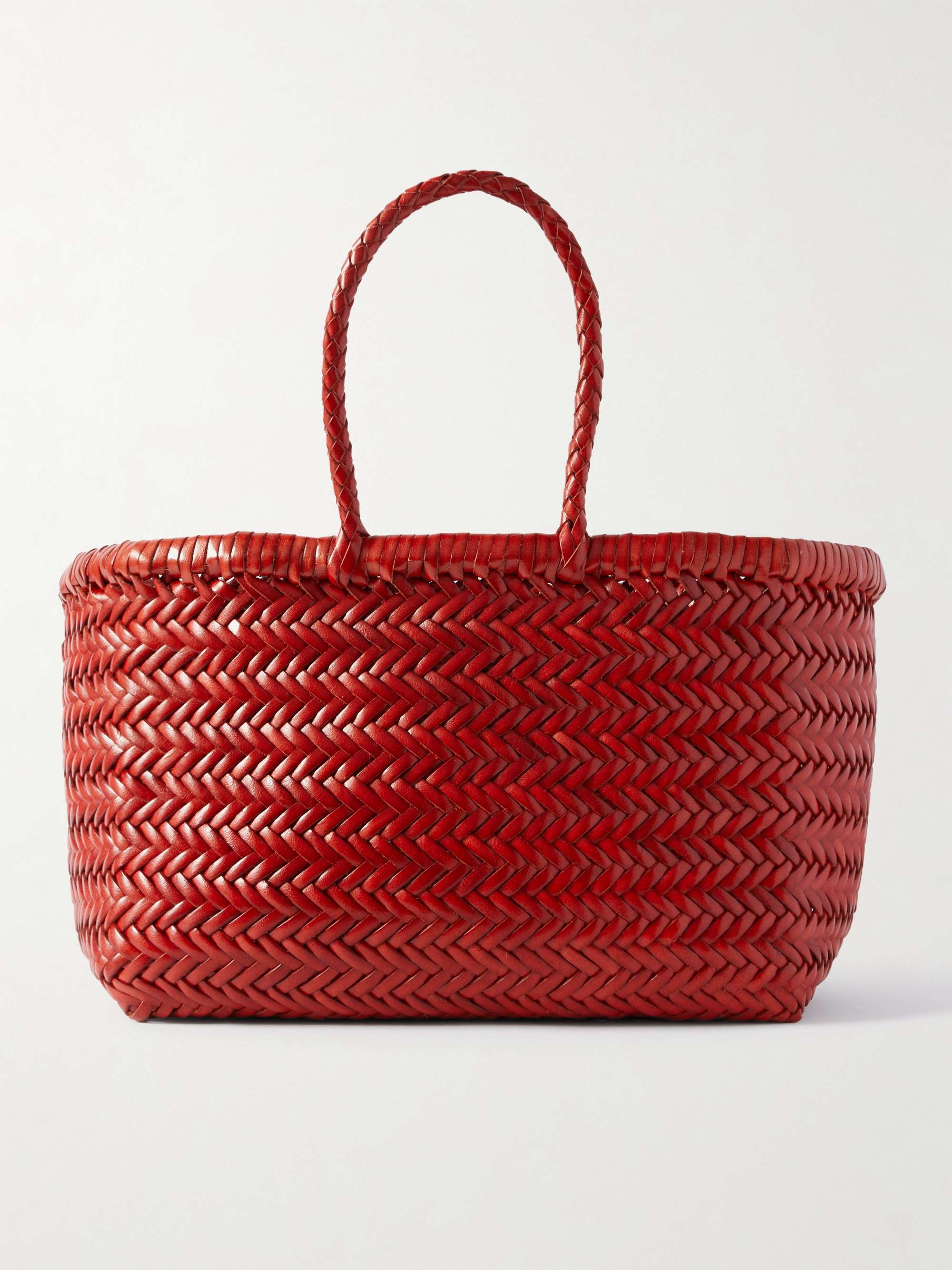 Bamboo Triple Jump Small Woven Leather Tote