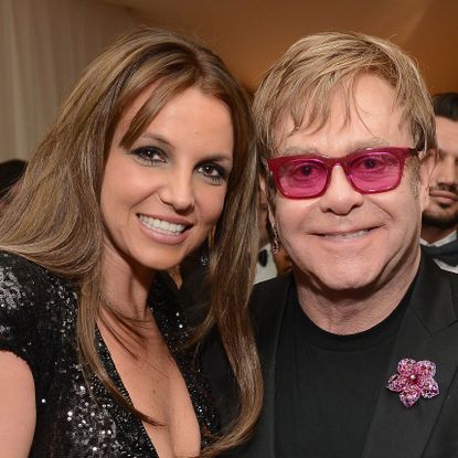 Recording Artist Britney Spears and Sir Elton John attend the 21st Annual Elton John AIDS Foundation Academy Awards Viewing Party at West Hollywood Park on February 24, 2013 in West Hollywood, California