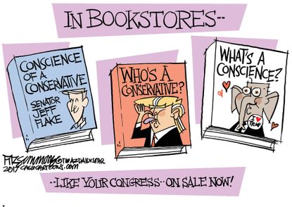 Political cartoon U.S. Jeff Flake book Trump GOP Congress