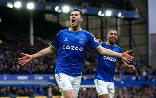 Everton’s Michael Keane celebrates scoring against Leeds last week in his side's first league win in seven matches
