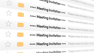 A desktop screen showing multiple meeting invites and calendar invites