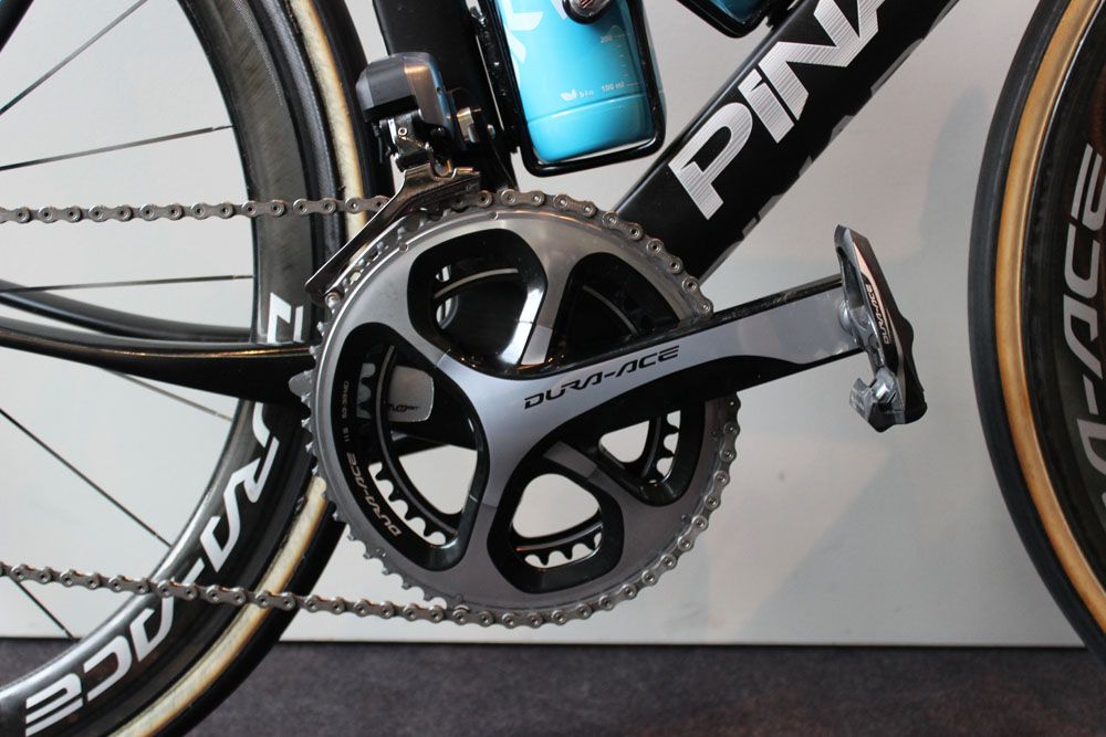 The Pinarello DOGMA K8-S runs Shimano Dura Ace