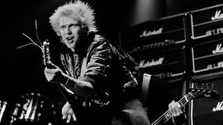 Guitarist Michael Schenker of the Michael Schenker Group performs at the Aragon Ballroom in Chicago, Illinois, November 28, 1980.