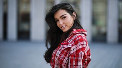 girl with curly hair from using hot rollers