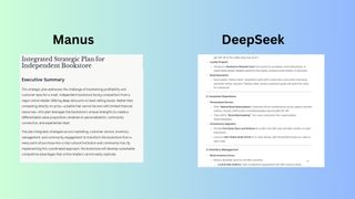 Manus vs. DeepSeek screenshot