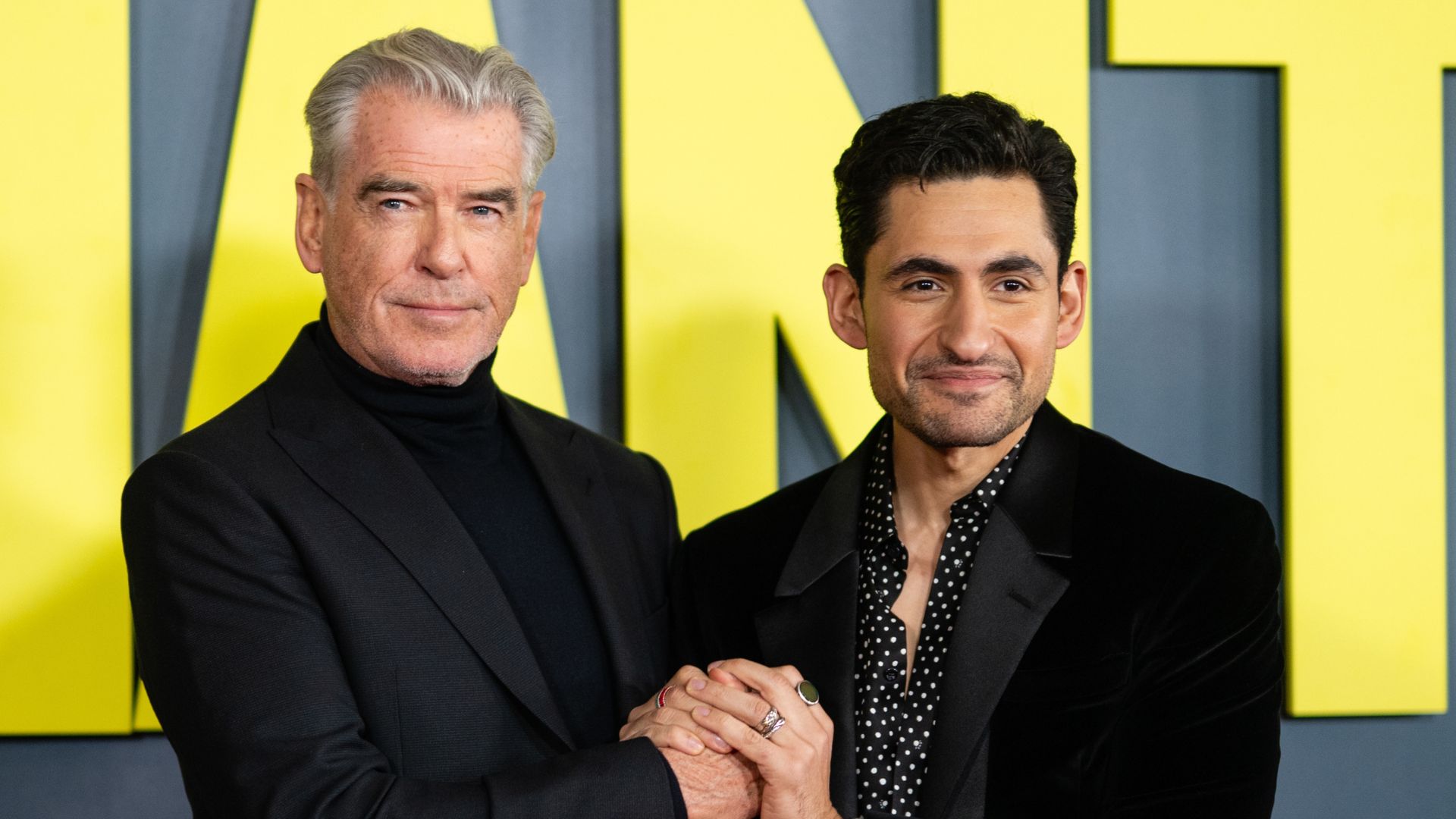 Pierce Brosnan and Amir El-Masry attend the "Giant" UK Gala Screening at Picturehouse Central on January 07, 2026 in London, England. (Photo by Samir Hussein/WireImage)