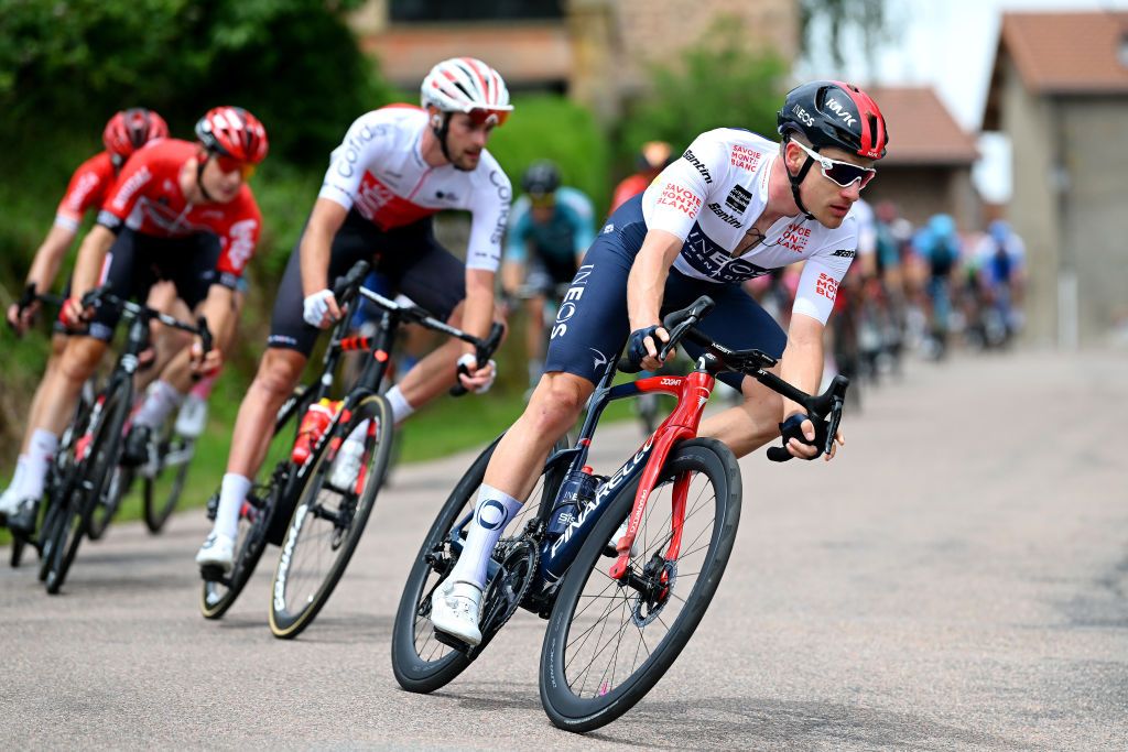 CHAINTRE FRANCE JUNE 09 Ethan Hayter of United Kingdom and Team INEOS Grenadiers White Best Young Rider Jersey competes during the 74th Criterium du Dauphine 2022 Stage 5 a 1623km stage from ThizylesBourgs to Chaintr WorldTour Dauphin on June 09 2022 in Chaintre France Photo by Dario BelingheriGetty Images