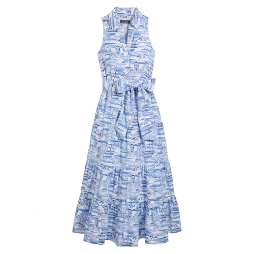 Vineyard Vines Kentucky Derby Tiered Maxi Dress, Churchill Downs Scene - Serenity Blue, 6