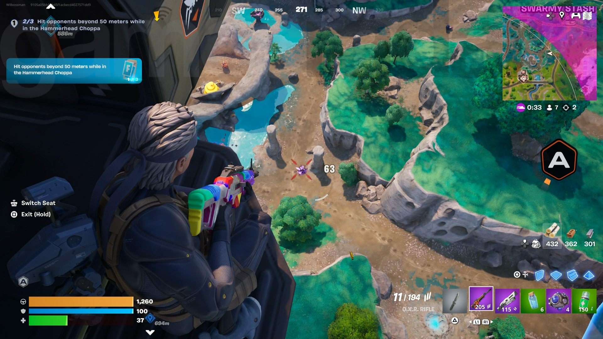 Hit opponents beyond 50 meters while in the Hammerhead Choppa in Fortnite