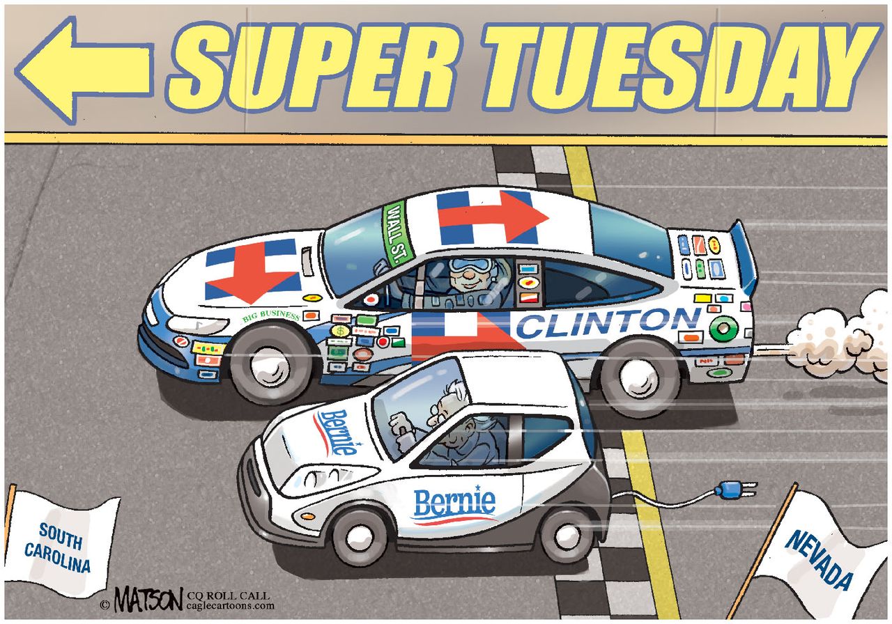 Political Cartoon U.S. Hillary Bernie