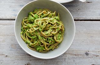 Nutty pea pesto with wholemeal pasta