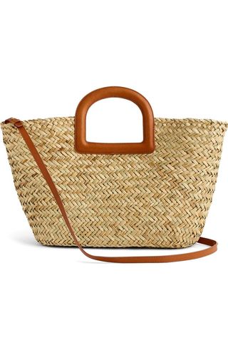 The Large Handwoven Straw Crossbody Basket Tote