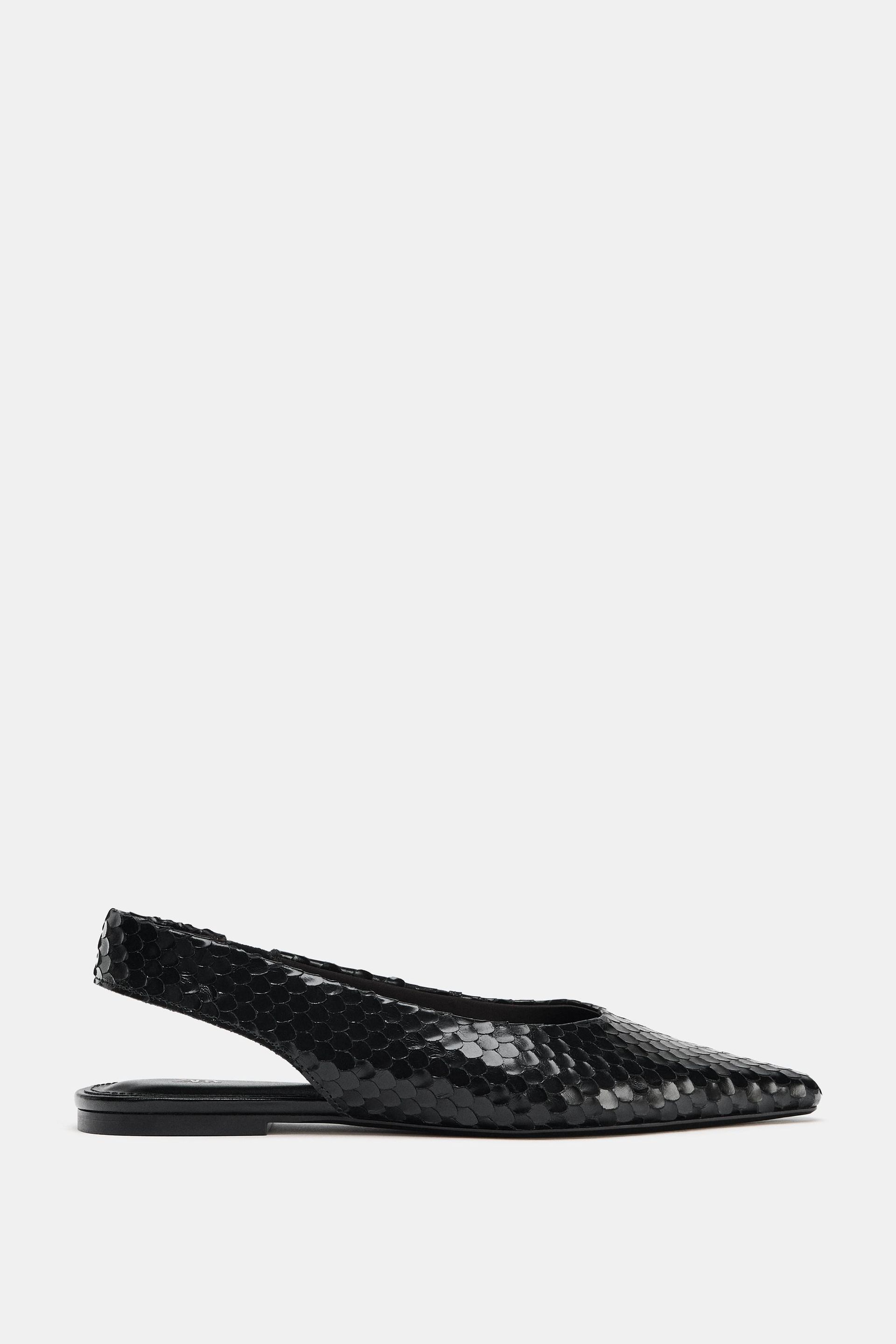 Pointed Leather Slingback Ballet Flats