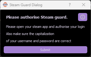 The Fallout 4 Downgrader asking for Steam 2FA permission.