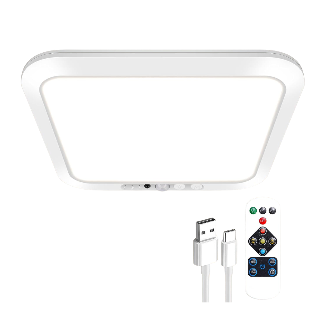 Rechargeable Motion Sensor Closet Light With Remote, Wireless Battery Operated Ceiling Light Magnetic Mount, Rechargeable Led Shower Light No Wiring for Indoor, Shower, Stairs, Shed, Hallway, Porch