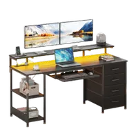 Sofanext computer desk with 4 drawers, monitor shelf, keyboard tray and power strip